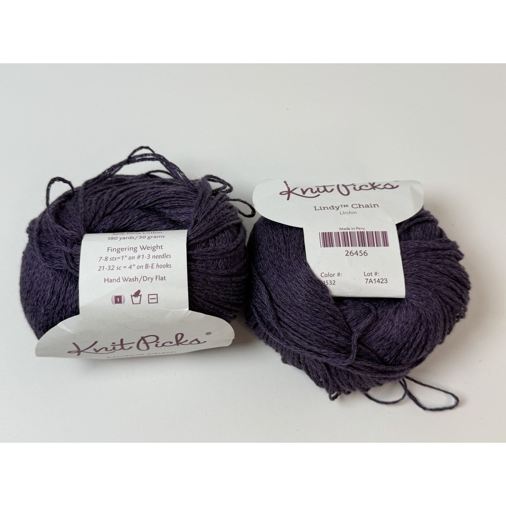 Knit Picks Lindy Chain Linen Cotton Yarn Lot Of 2 Urchin Fingering Weight